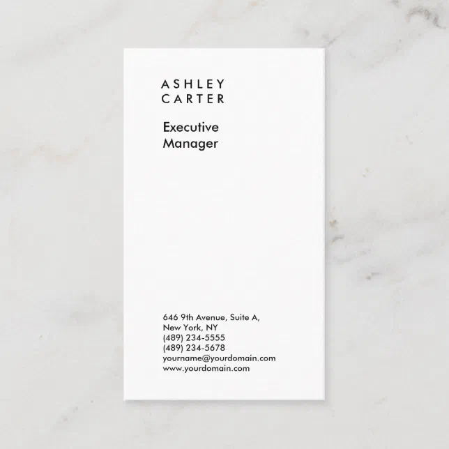 Professional elegant white plain minimalist modern business card | Zazzle