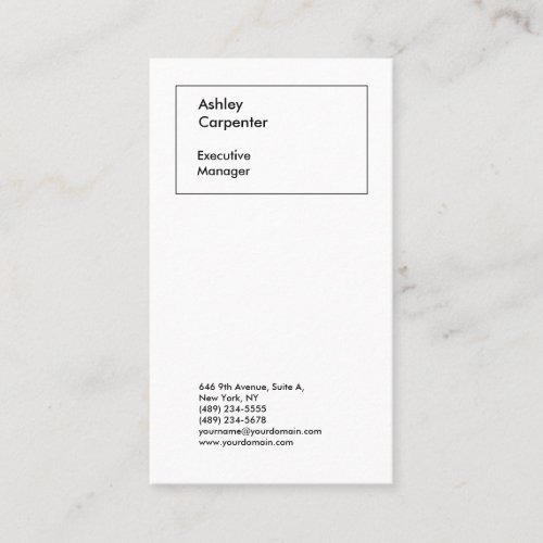 Professional elegant white plain minimalist modern business card