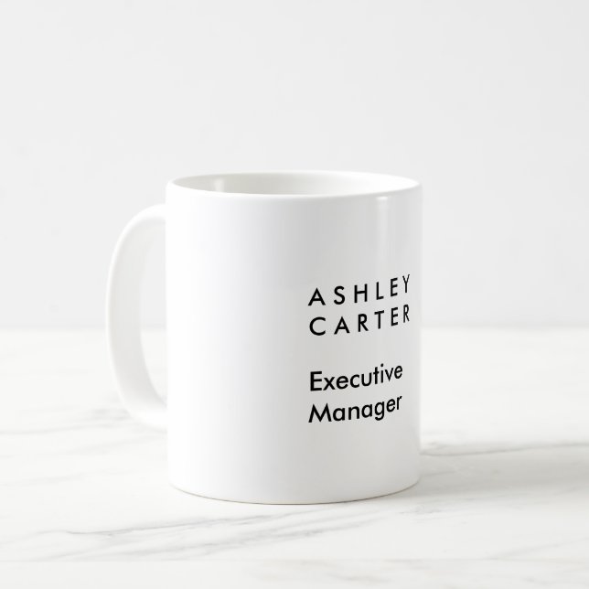 Professional elegant white plain minimalist modern coffee mug (Front Left)