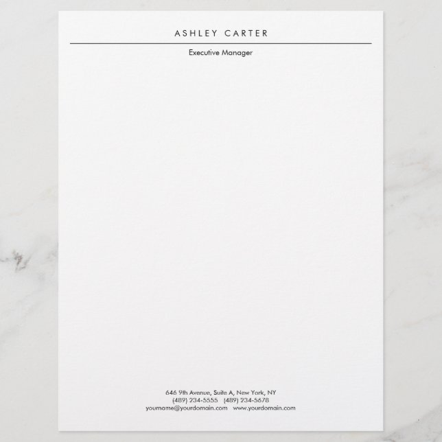 Professional elegant white plain minimalist modern letterhead (Front)