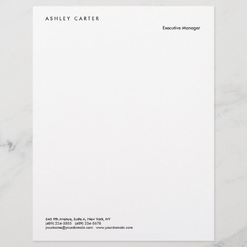 Professional elegant white plain minimalist modern letterhead