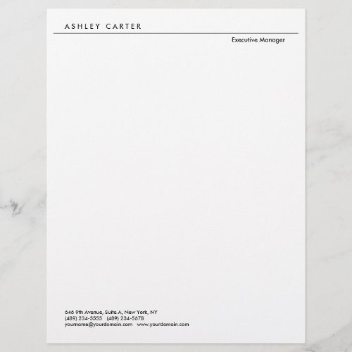 Professional elegant white plain minimalist modern letterhead