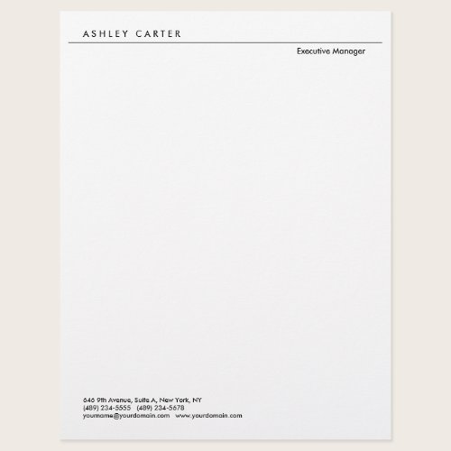 Professional elegant white plain minimalist modern letterhead Professional elegant white plain minimalist modern letterhead
