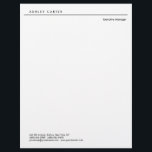 Professional elegant white plain minimalist modern letterhead<br><div class="desc">This template can be customized to meet all professional occupations.</div>