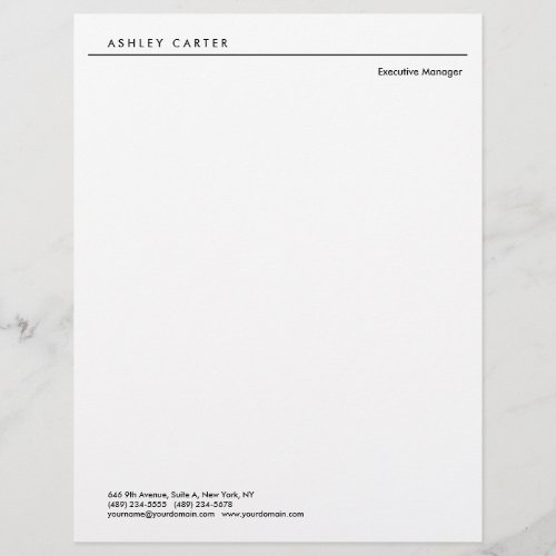 Professional elegant white plain minimalist modern letterhead