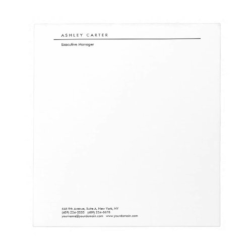 Professional elegant white plain minimalist modern notepad