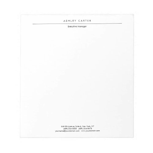 Professional elegant white plain minimalist modern notepad