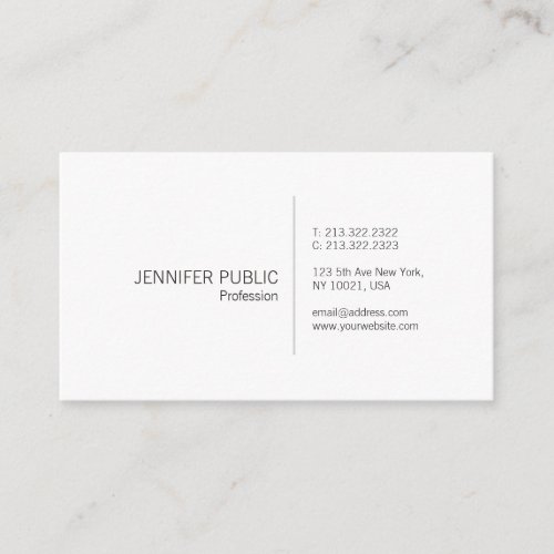 Professional Elegant White Simple Plain Modern Business Card