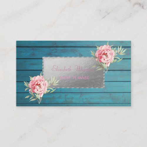 Professional Elegant Wood Texture Flowers Business Card