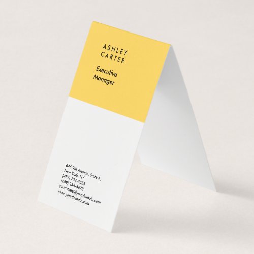 Professional elegant yellow white plain minimalist business card