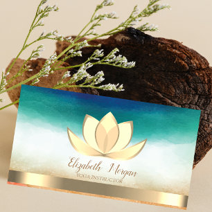 Professional Elegant Yoga Instructor Gold Lotus  Business Card