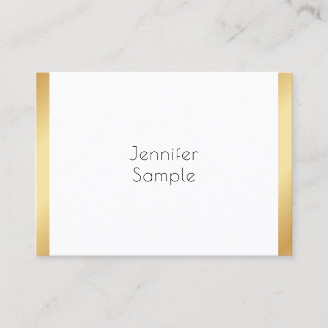 Professional ElegantTrendy Template Gold White Business Card (Front)