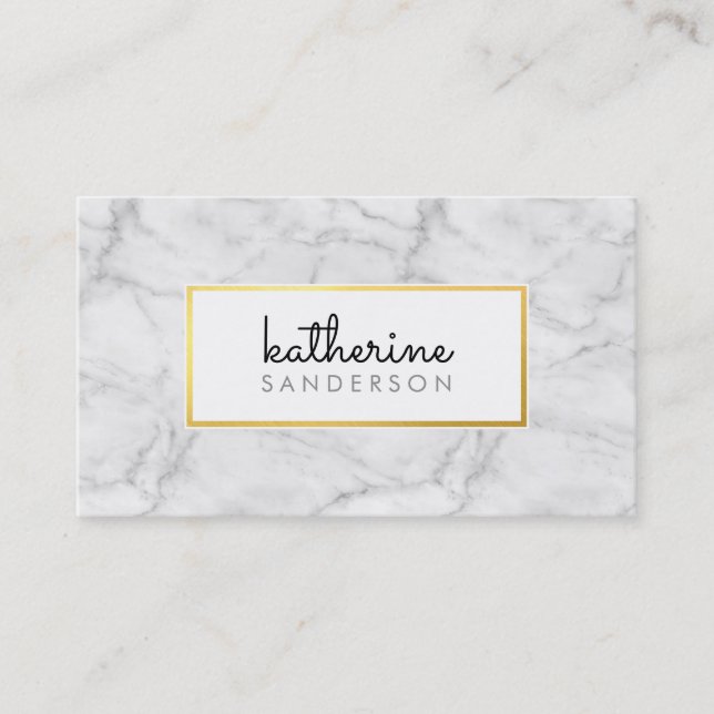 PROFESSIONAL EMBLEM modern marble black faux gold Business Card (Front)
