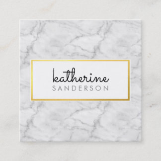PROFESSIONAL EMBLEM modern marble black faux gold Square Business Card