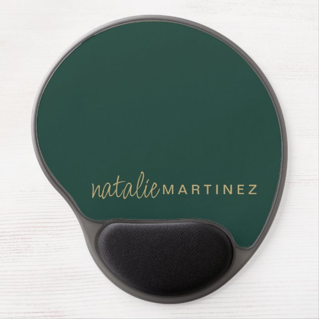 Professional Emerald Green And Gold Personalized Gel Mouse Pad (Front)