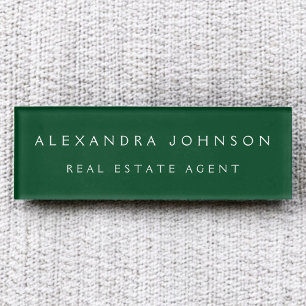 Professional Emerald Green Modern Business Name Tag