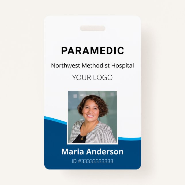 Professional Employee Blue and White ID Badge (Front)