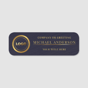 Professional Employee Elegant Gold Logo Black wood Name Tag