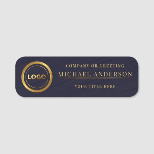 Professional Employee Elegant Gold Logo Black wood Name Tag