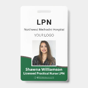 Professional Employee Green and Gray ID Badge
