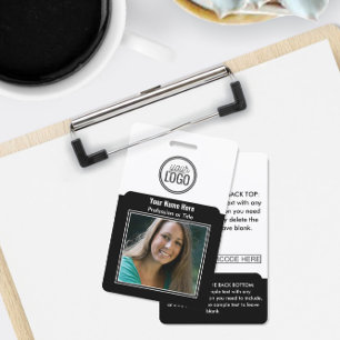 Professional Employee Logo Photo Barcode Black Badge