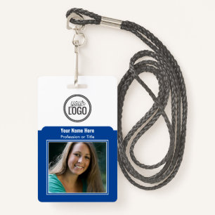 Professional Employee Logo Photo Barcode Dark Blue Badge