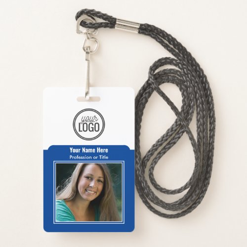 Professional Employee Logo Photo Barcode Dark Blue Badge