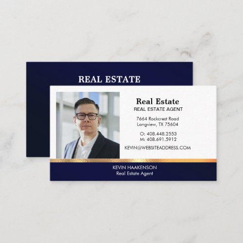 Professional Employee Photo Gold Black Real Estate Calling Card