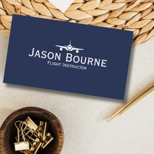 Professional Employee Photo QR Code Blue Aviation Business Card
