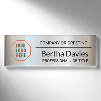 Professional Employee Silver Corporate Logo Name Tag