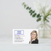 Professional Employee Social Media  AddPhoto Logo Business Card (Standing Front)