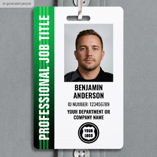 Professional Employee Staff ID Photo Logo Green Badge