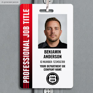 Professional Employee Staff ID Photo Logo Red Badge
