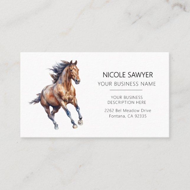  Professional Equestrian Personalized Equine Horse Business Card (Front)