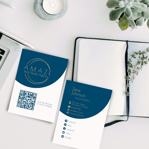 Professional Estate Agency QR Code Business Card