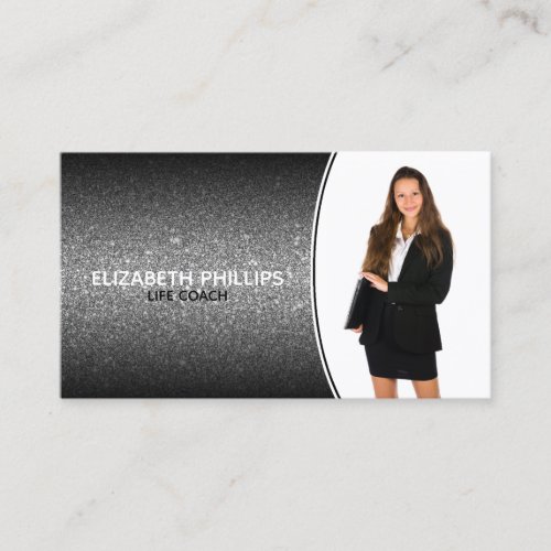 Professional Event Planner Black Ombre Glitter Business Card