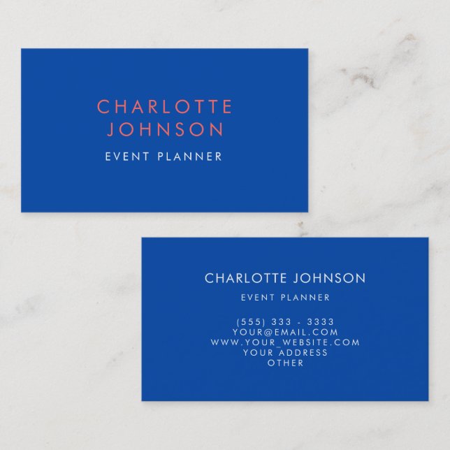Professional Event Planner Cobalt Business Card (Front/Back)