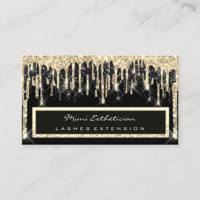 Professional Event Planner Eyelash Sepia Gold Drip Business Card (Front)