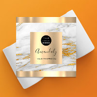 Professional Event Planner Marble Gold Logo Square Business Card