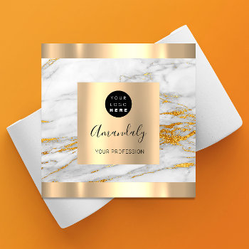 Professional Event Planner Marble Gold Logo Square Business Card by luxury_luxury at Zazzle