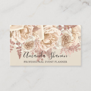 Professional Event Planner Rose Blush Logo QR Code Business Card