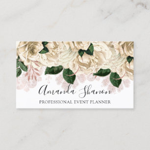 Professional Event Planner Rose White Logo QRCode Business Card