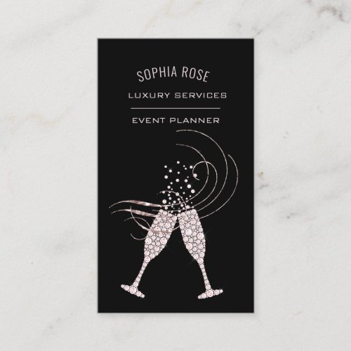 Professional Event Wedding Planner Pink Black VIP Business Card