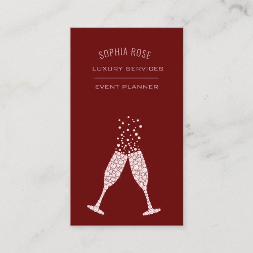 Professional Event Wedding Planner Pink Burgundy Business Card