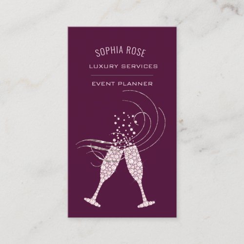 Professional Event Wedding Planner Pink Diamonds Business Card