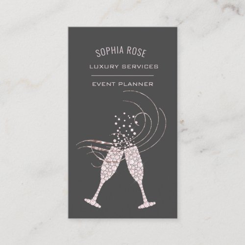 Professional Event Wedding Planner Pink Gray VIP Business Card