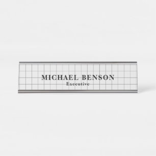Professional Executive Black Gray Minimalist Desk Name Plate
