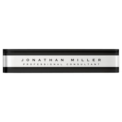 Professional Executive  Black  White Banner Desk Name Plate