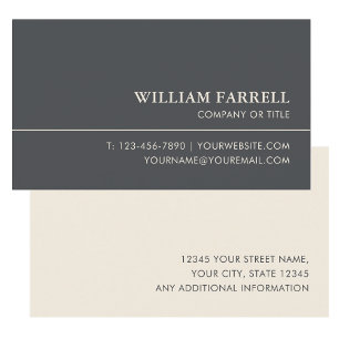 Professional Executive Gray Cream Custom Business Card