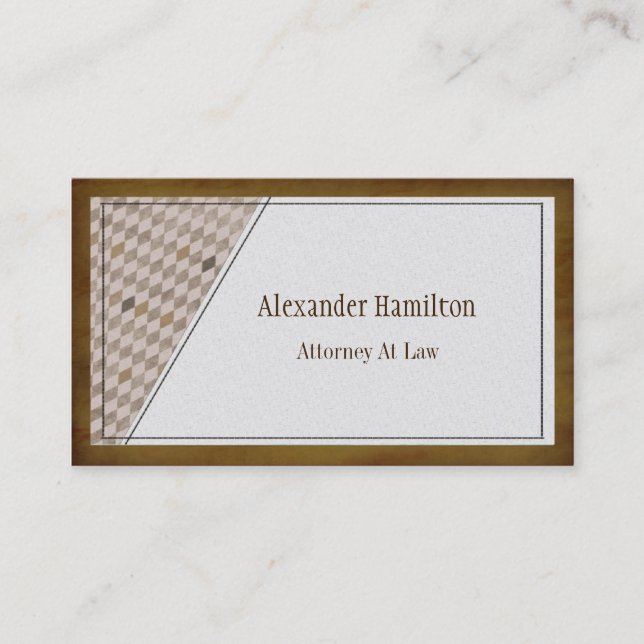 Professional Executive Mahogany Argyle Check Business Card (Front)
